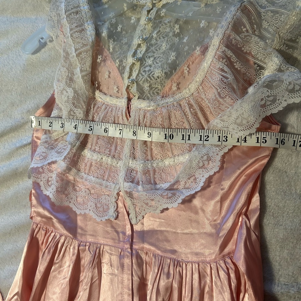 Vintage 1970’s 80’s Gold Label Gunne Sax Dress Peach Pink Lace Satin Size 9 - Picture 15 of 17